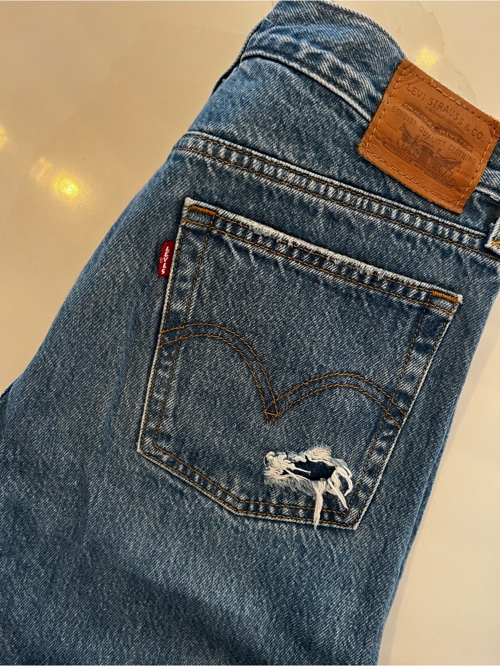 Levi's Blue Ripped Ankle Crop Jeans